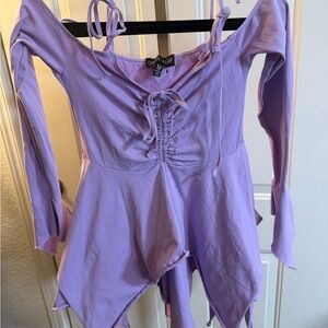Current Mood Lavender Ruched Tie Front Fairycore Dress Size M